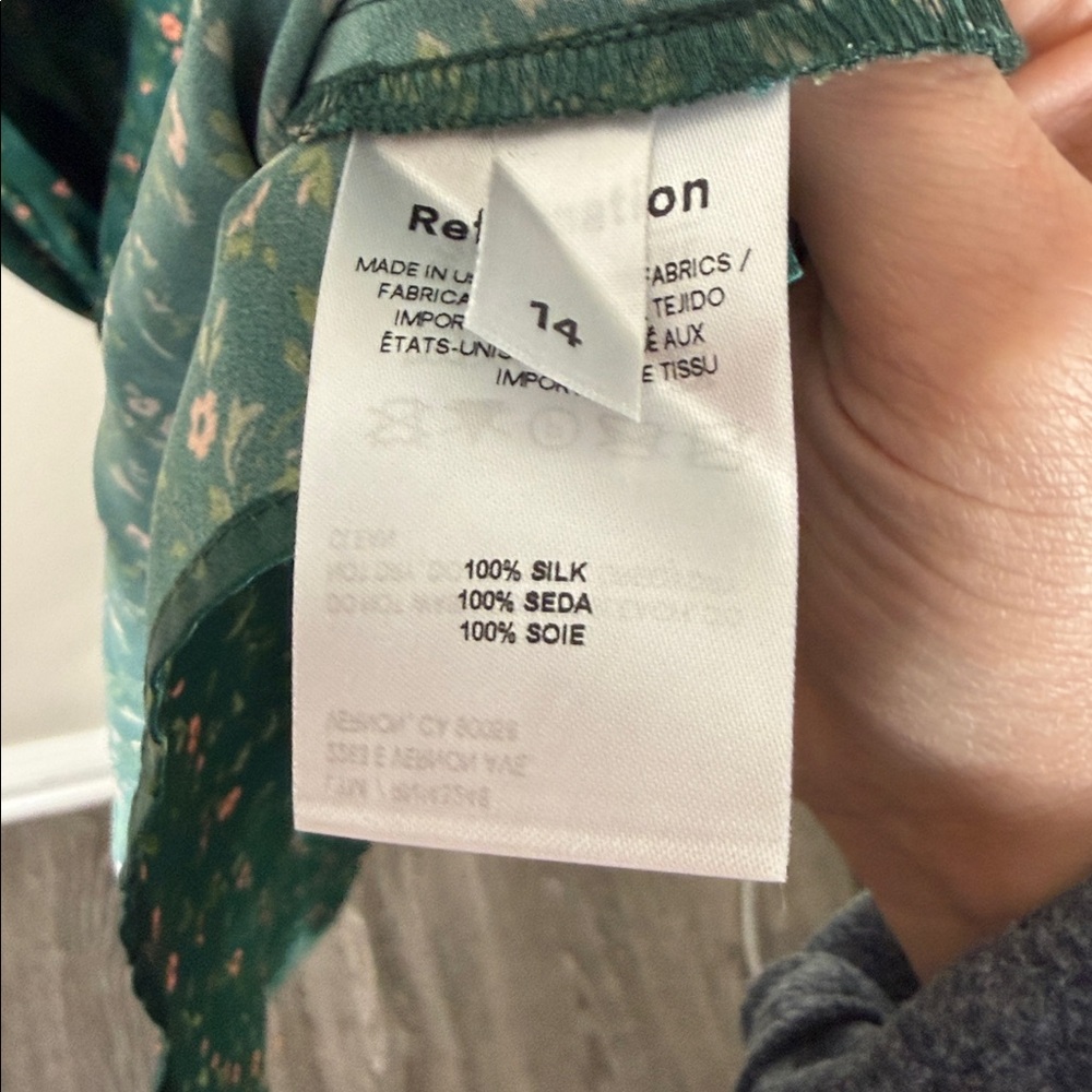 Reformation Kaye Silk Green Corriander Floral Midi Dress - Picture 10 of 10